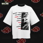 "Pain Naruto T-shirt with Akatsuki design – anime streetwear for Naruto fans, otaku apparel with high-quality print, perfect for cosplay and casual wear."