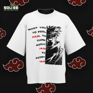 "Pain Naruto T-shirt with Akatsuki design – anime streetwear for Naruto fans, otaku apparel with high-quality print, perfect for cosplay and casual wear."