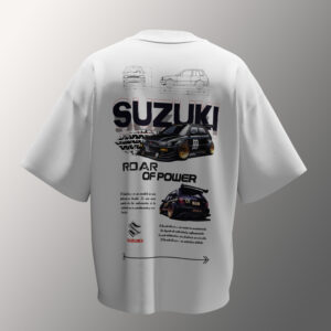 Back design of Suzuki edition t-shirt – premium 240 GSM heavy cotton, motorbike inspired fashion